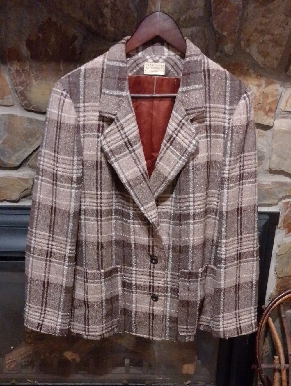 An Original By Cornflake. Brown and Tan Plaid Blazer Jacket